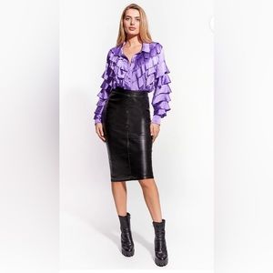 PORT ELIZABETH RECYCLED LEATHER SKIRT